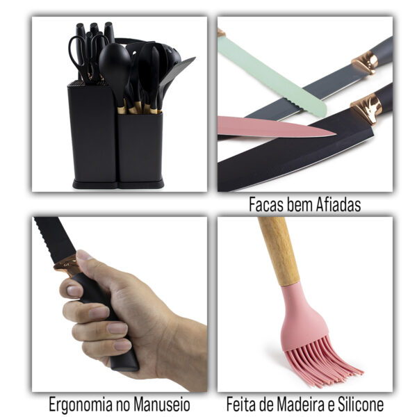 Conjunto utilidades para cozinha - preto - Imagem 4