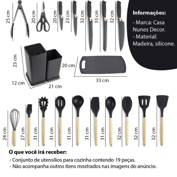 Conjunto utilidades para cozinha - preto - Imagem 5