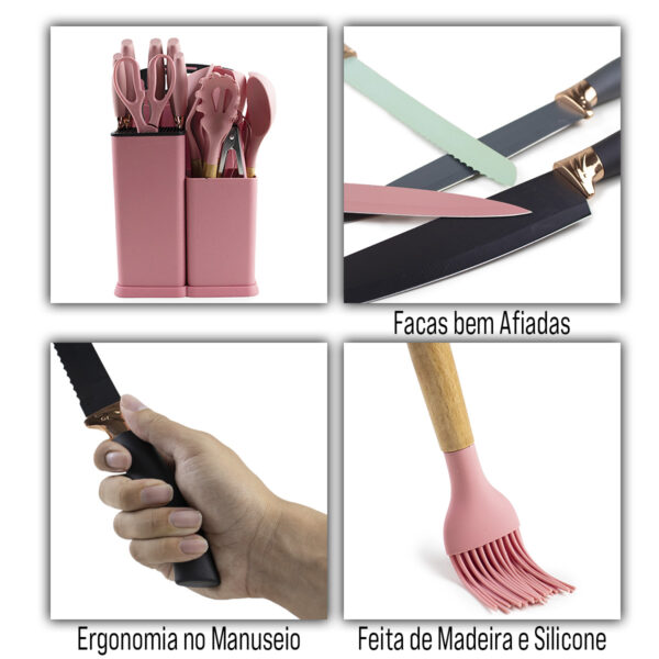 Conjunto de utilidades para cozinha - rosê - Imagem 4