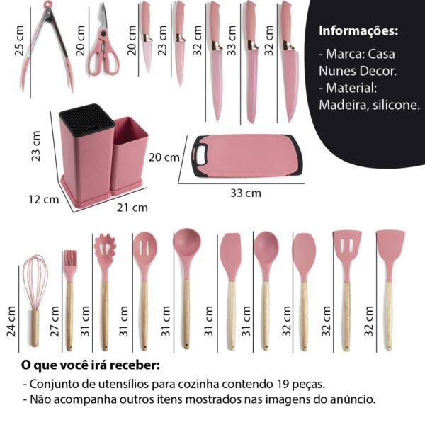 Conjunto de utilidades para cozinha - rosê - Imagem 5