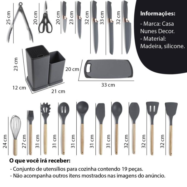 Conjunto de utilidades para cozinha - cinza - Imagem 5