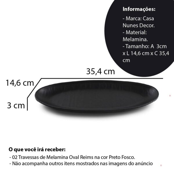 Jogo de travessa oval preto - 2 peças - Imagem 4