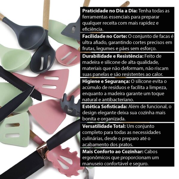 Conjunto de utilidades para cozinha - rosê - Imagem 6