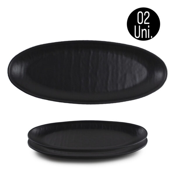 Jogo de travessa oval preto - 2 peças