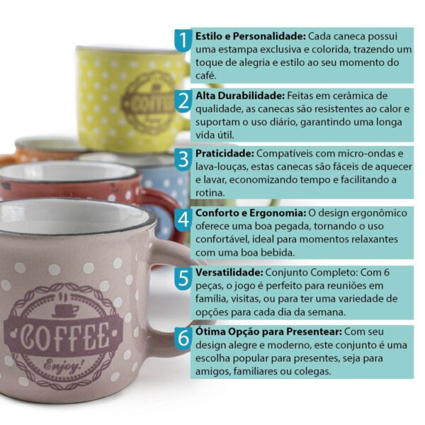 Jogo de canecas - classhome 85 ml - Imagem 5