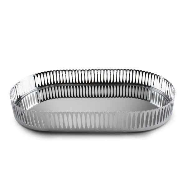 Bandeja de prata com metal espelhado