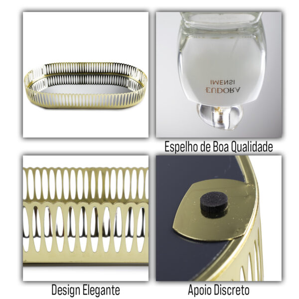 Bandeja dourada com metal espelhado - Imagem 2