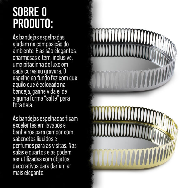 Bandeja dourada com metal espelhado - Imagem 3