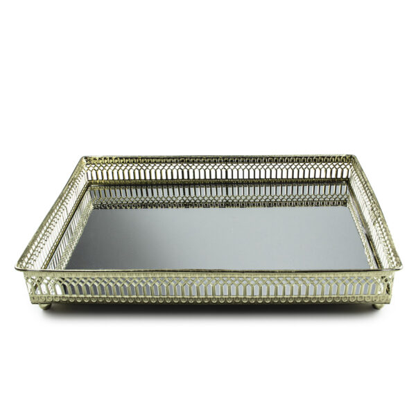 Bandeja Espelhada Dourada Retangular 27cm - (Base)