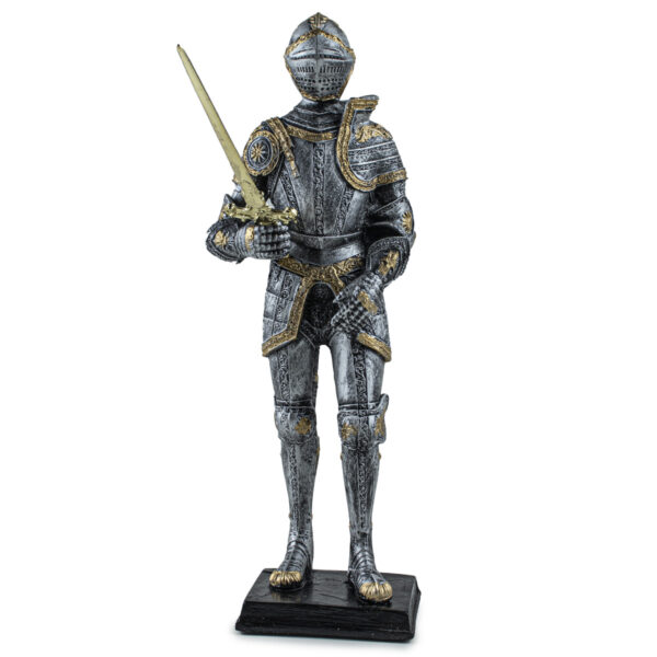 Estátua Cavaleiro Medieval Decorativo Guerreiro Resina 33cm