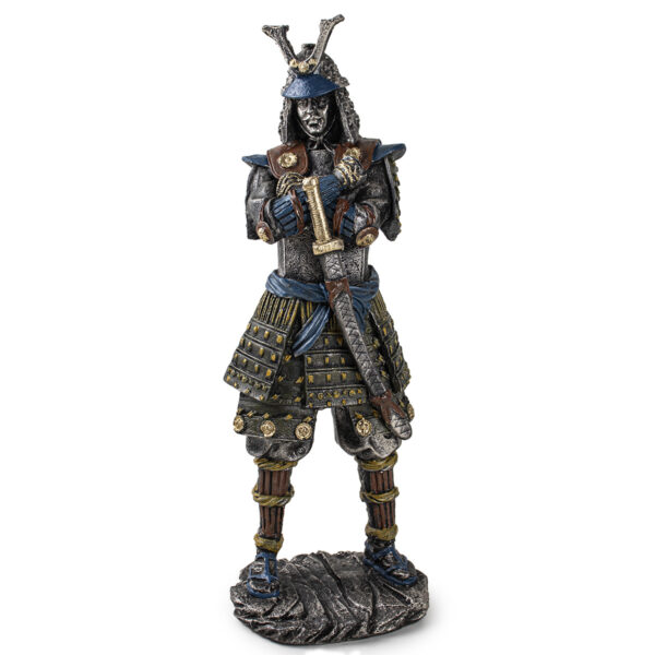 Estátua Samurai Shogun Com Katana De Resina Grande 40x14cm