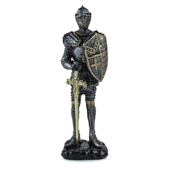 Estátua Cavaleiro Medieval Em Guarda De Resina Decorativa